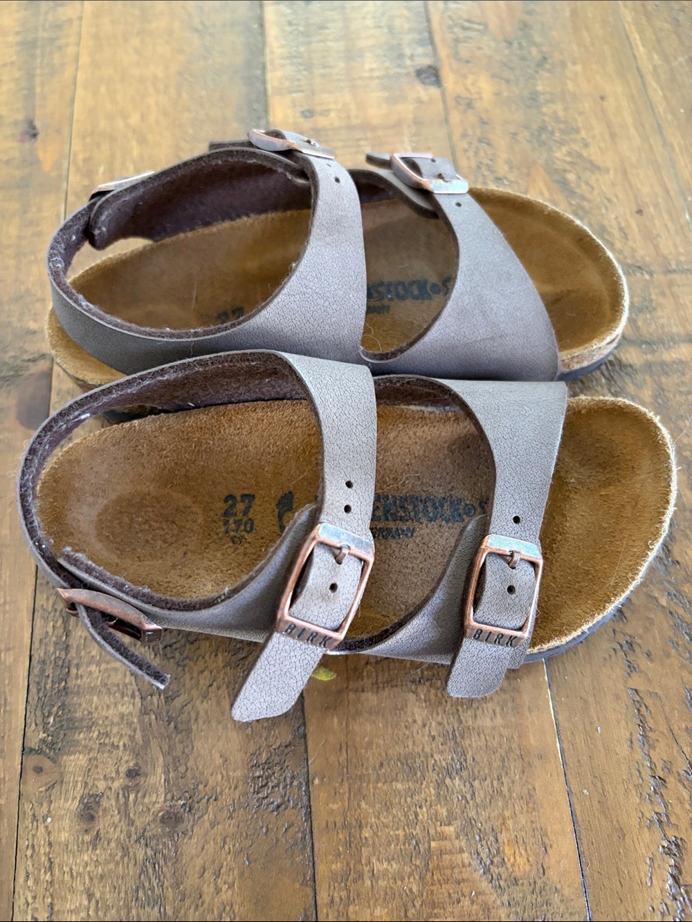 Birkenstock Kids Taupe Two-Strap Buckle Sandals